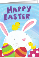 Happy Easter Bunny with Chicks and Eggs card