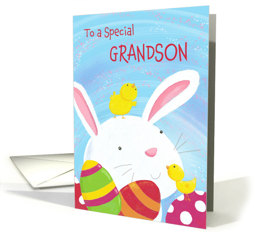 Grandson Happy Easter Bunny with Chicks and Eggs card (1729660)