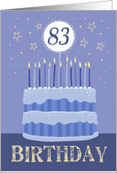 83rd Birthday Cake Male Candles and Stars Distressed Text card