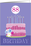 88th Pink Birthday Cake with Candles card