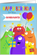 Granddaughter Happy Birthday Party Monsters card