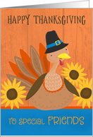 For Friends Thanksgiving Turkey with Sunflowers card