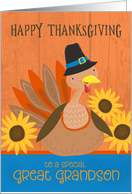 Great Grandson Thanksgiving Turkey with Sunflowers card