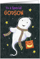 Godson Halloween Cute Ghost with Jack o Lantern Bag card