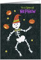 Nephew Halloween Juggling Skeleton Jack o Lanterns card