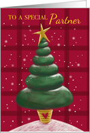 Special Partner Christmas Topiary Tree with Gold Star card