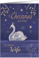 Wife Christmas Wishes Moonlit Swan card