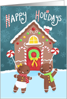 Happy Holidays Gingerbread House and Characters card