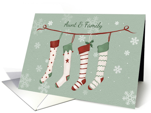 Aunt and Family Christmas Stockings and Snowflakes card (1741488)
