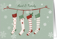 Aunt and Family Christmas Stockings and Snowflakes card