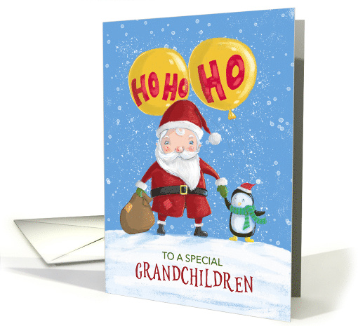 Grandchildren Christmas Santa and Penguin Ho Ho Ho card (1742150)