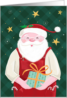 Christmas Santa Claus in Red Dungarees card