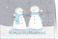 Husband Christmas Soft Pastel Snowman Couple card