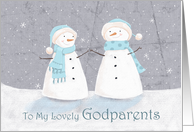 Godparents Christmas Soft Pastel Snowman Couple card