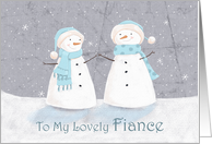 Fiance Christmas Soft Pastel Snowman Couple card