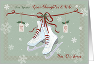 Granddaughter and Wife Christmas Skate Boots on Ribbon card