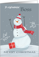 Boss Merry Christmas Grey and Red Snowman card