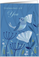 Thinking of You Blue Bird Floral card