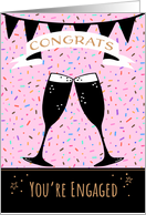 Engagement Congratulations Champagne Glasses and Confetti card