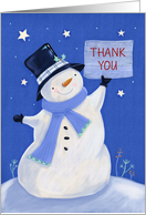 Thank you Christmas Snowman with Tall Black Hat card