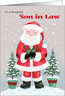 Son in Law Santa Claus with Gift and Trees card