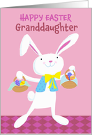 Granddaughter Happy Easter White Bunny with Easter Eggs card