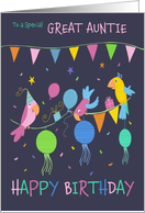 Great Auntie Happy Birthday Party Parrots card