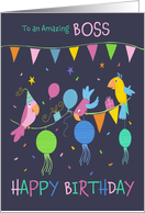 Amazing Boss Happy Birthday Party Parrots card