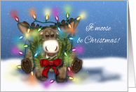 It Moose be Christmas, Moose Tangled in Christmas lights card
