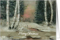 Merry Christmas, Winter Scene Painting card