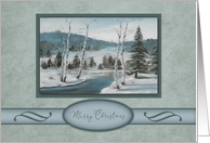 Christmas, Winter Painting of a Stream Set in the Mountains card