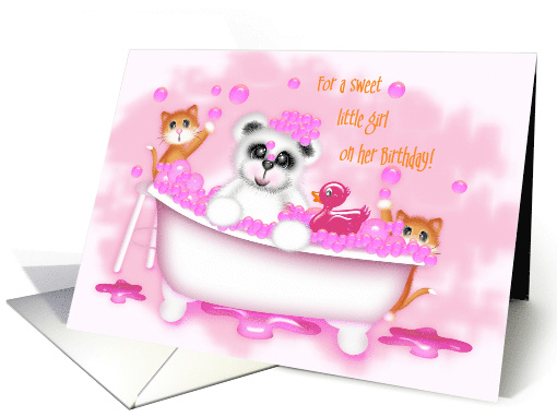 Birthday for Little Girl, Teddy Bear , Pink Bathtub,... (1572822)