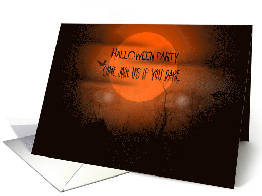 Scary Halloween Invitation Orange Moon, Eerie Scene with... (1573976)
