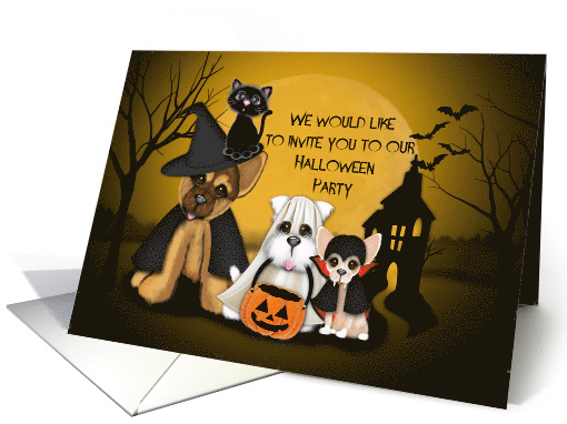 Kids Halloween Party Invitation, Puppies Dressed in... (1573980)