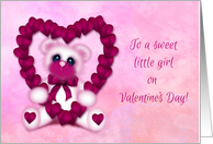 Valentine for a Little Girl, Pink Teddy Bear Holding a Heart card