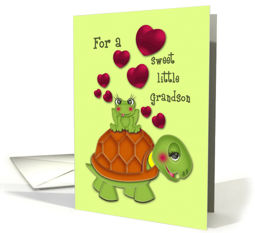 Valentine for a Grandson Happy Turtle with Frog on its... (1576312)