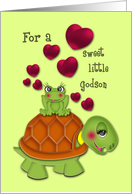 Valentine for a Little Godson, Happy Turtle with Frog on its Back card