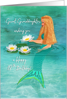 Happy 18th Birthday for Great Granddaughter, Mermaid Lilies Watercolor card
