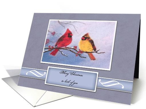 Christmas, Customize Name, Painting of Cardinals Sitting... (1582910)