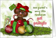 Christmas for Great Granddaughter, Adorable Christmas Mouse Present card