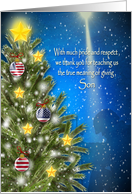 Military Christmas, Son , Patriotic Ornaments Pride, Respect card