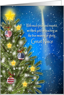 Military Christmas, Great Niece, Patriotic Ornaments Pride, Respect card