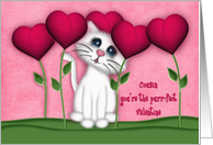 Valentine for a Cousin Kitten Surrounded by Heart Flowers card