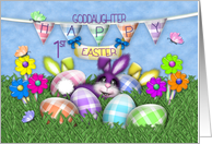 1st Easter Goddaughter Bunnies Gingham Eggs Jelly Bean Flowers card