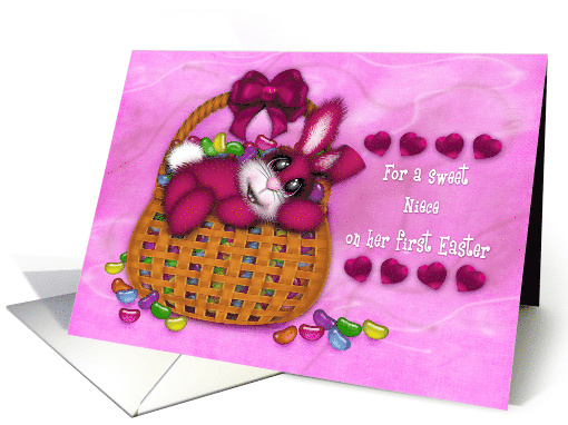 1st Easter for a Niece, Bunny Basket Full of Jelly Beans card