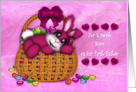 1st Easter for a Niece, Bunny Basket Full of Jelly Beans card