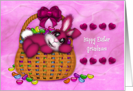 Happy Easter Grandniece, Pink Bunny in a Basket Full of Jelly Beans card