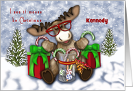 Christmas Customize with any Name a Moose with Glasses card