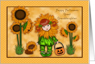 Halloween Great Granddaughter Sunflower Girl with Dachshund card