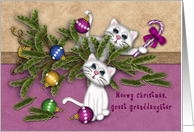 Christmas For a Great Granddaughter Mischievous Kittens card